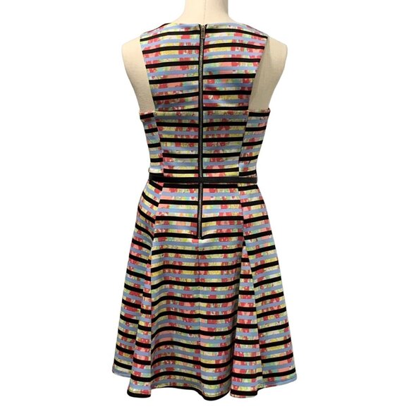My Michelle Striped Multicolor Sleeveless Fit & Flare Dress Back Zipper Size 5 - Picture 2 of 16